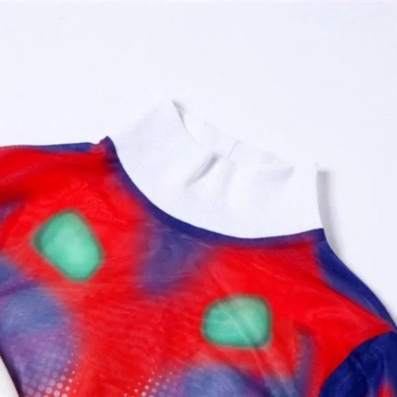 STASIA 3006: Infrared Body 5th Element Mesh Long Sleeve Maxi Dress - Picture 13 of 16